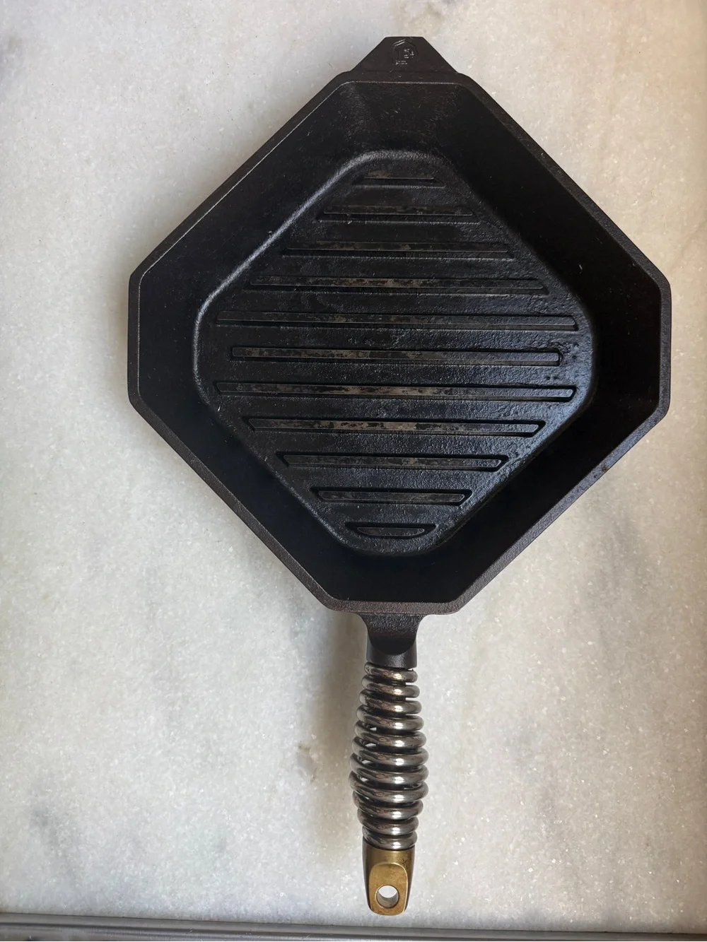 Finex Brand: Hexagonal Cast Iron Grill Pan with Coil Handle - Black